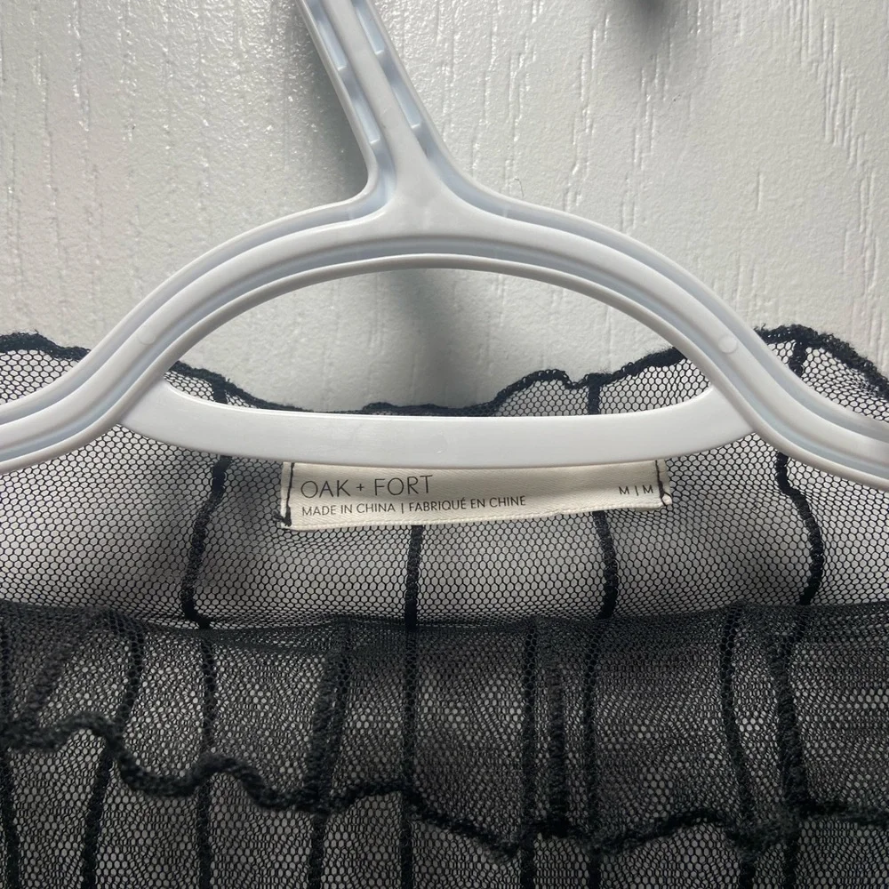 OAK + FORT Black Pleated Ruffled Blouse - Picture 2 of 2